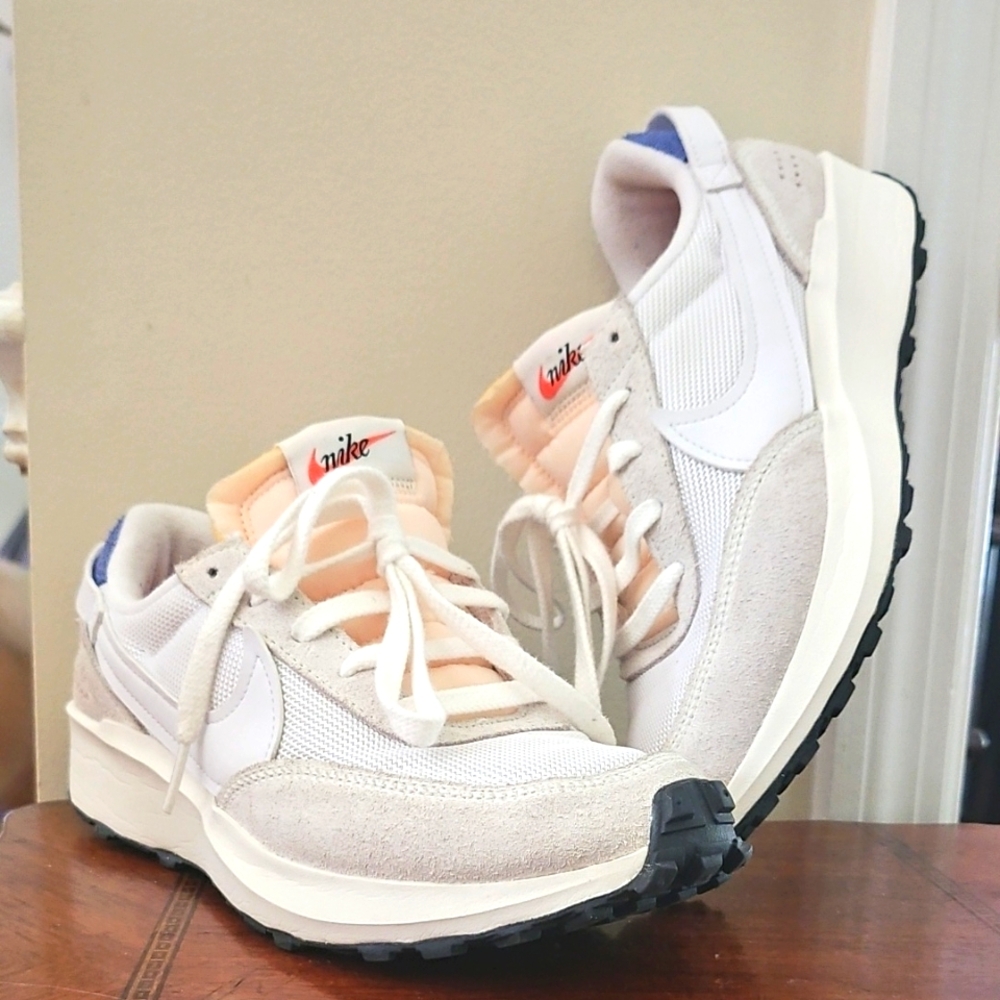 Nike White and Blue Sneakers with Orange Highlights! CLEAN!!